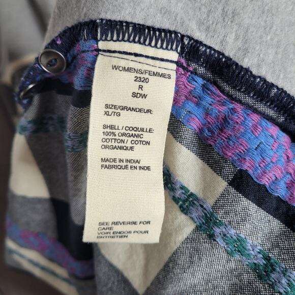 Woolrich Harrington Eco Rich Black White Grey Hooded Plaid Aztec Jacket Size XL - Picture 9 of 12